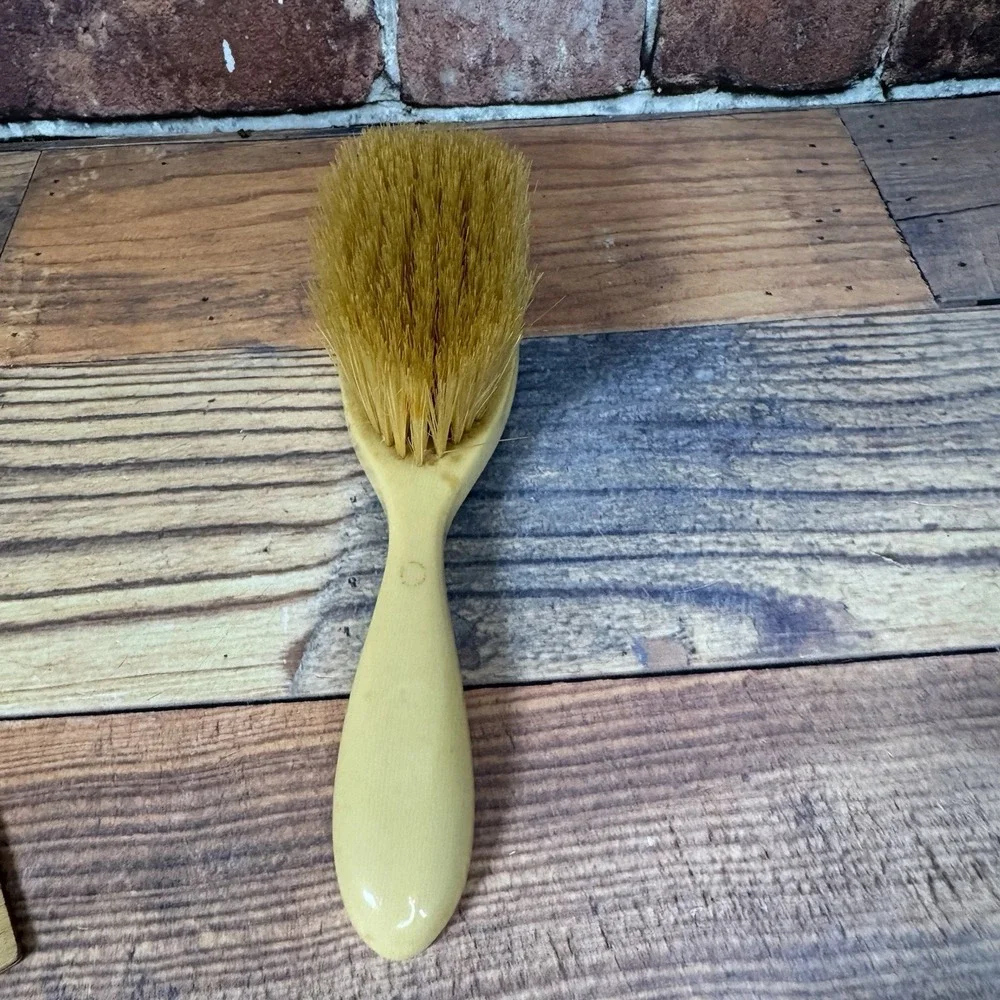Vtg Vanity Set Mirror Brush Bakelite Celluloid‎ 1920's Natural Bristles Antique